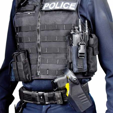 Vlastní taktická vesta - Taktická vesta pro policisty s více kapsami, protiskluzovým tlumícím polštářkem pro pušku.